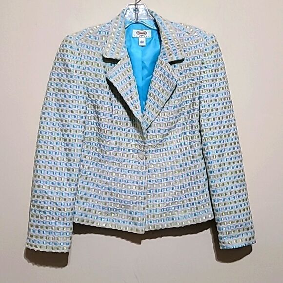Talbots Blue and Green Blazer Sz 4P - Picture 3 of 8